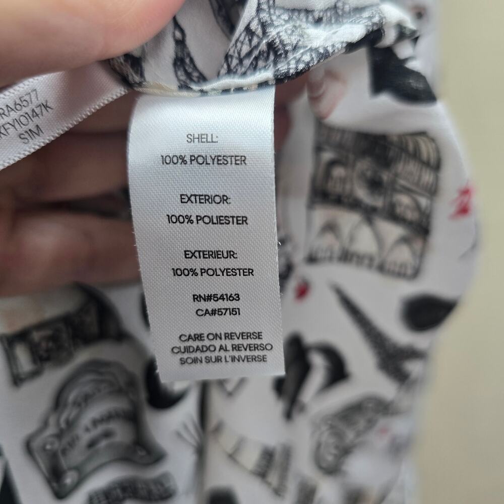 Karl Lagerfeld Whimsical Button-Up Shirt Top White Black SZ XL Artsy Whimsical - Picture 8 of 9